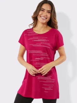 Longshirt mit Folien- und Glitzerdruck