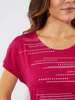 Longshirt mit Folien- und Glitzerdruck