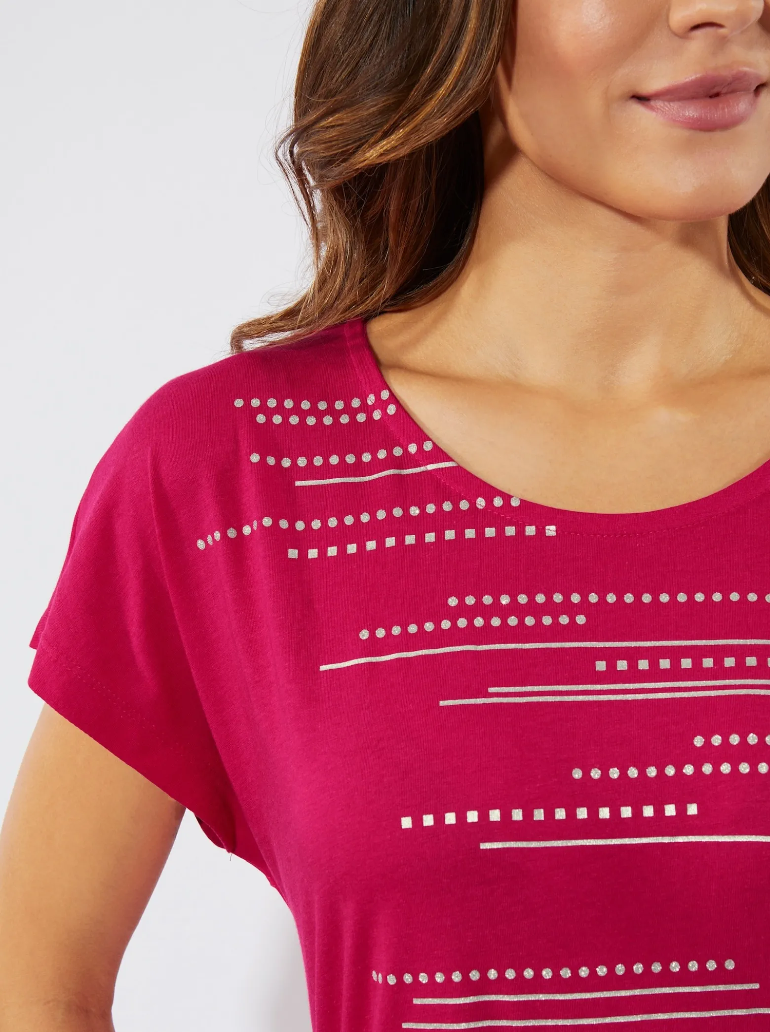 Longshirt mit Folien- und Glitzerdruck