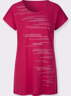 Longshirt mit Folien- und Glitzerdruck