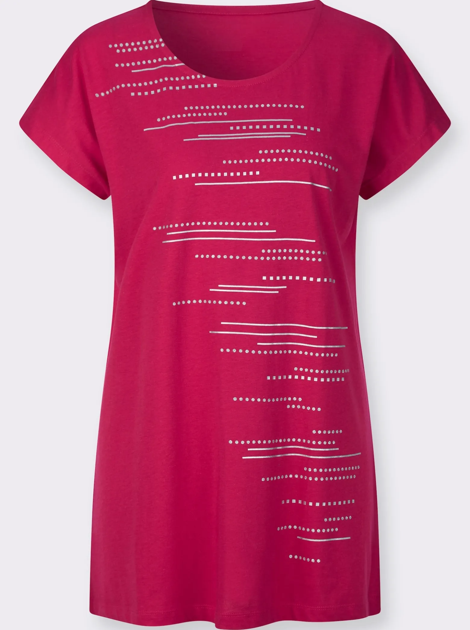 Longshirt mit Folien- und Glitzerdruck