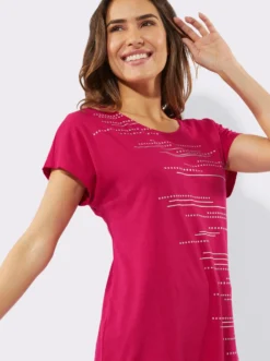 Longshirt mit Folien- und Glitzerdruck