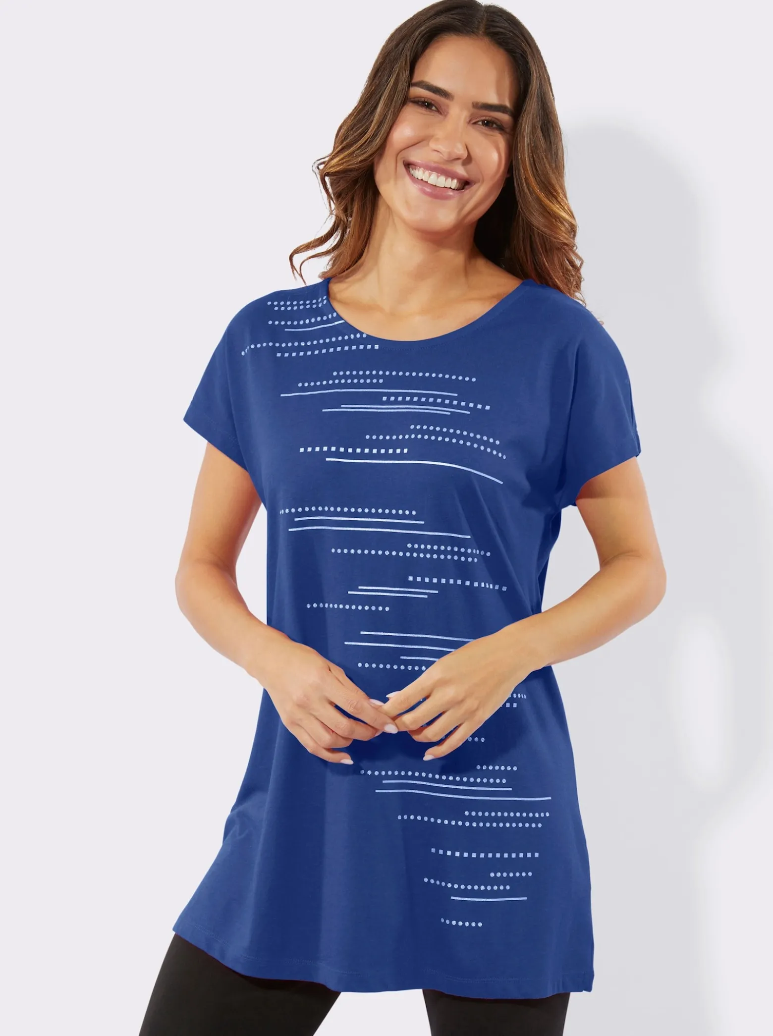 Longshirt mit Folien- und Glitzerdruck