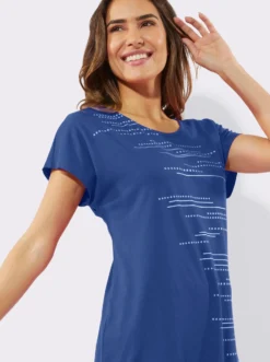 Longshirt mit Folien- und Glitzerdruck