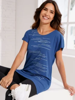Longshirt mit Folien- und Glitzerdruck