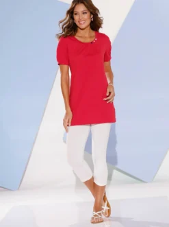 Longshirt mit gerafftem Ausschnitt