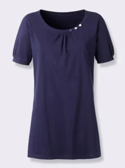 Longshirt mit gerafftem Ausschnitt