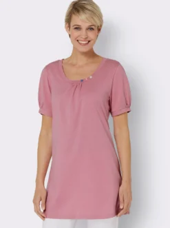 Longshirt mit gerafftem Ausschnitt