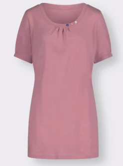 Longshirt mit gerafftem Ausschnitt