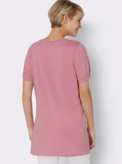 Longshirt mit gerafftem Ausschnitt