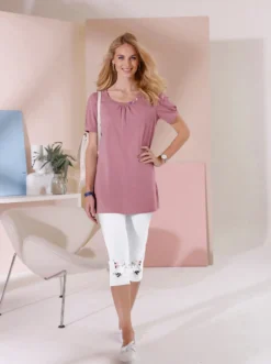 Longshirt mit gerafftem Ausschnitt