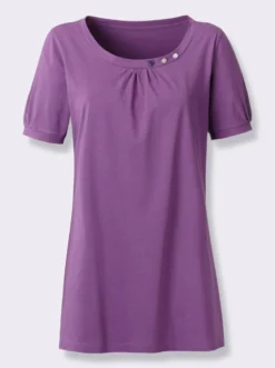 Longshirt mit gerafftem Ausschnitt