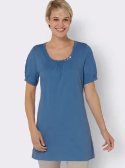 Longshirt mit gerafftem Ausschnitt
