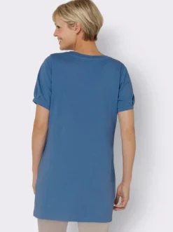 Longshirt mit gerafftem Ausschnitt