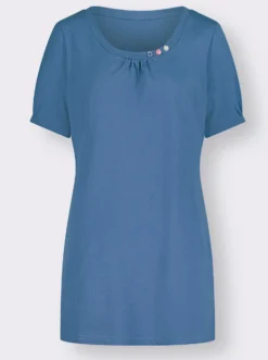 Longshirt mit gerafftem Ausschnitt