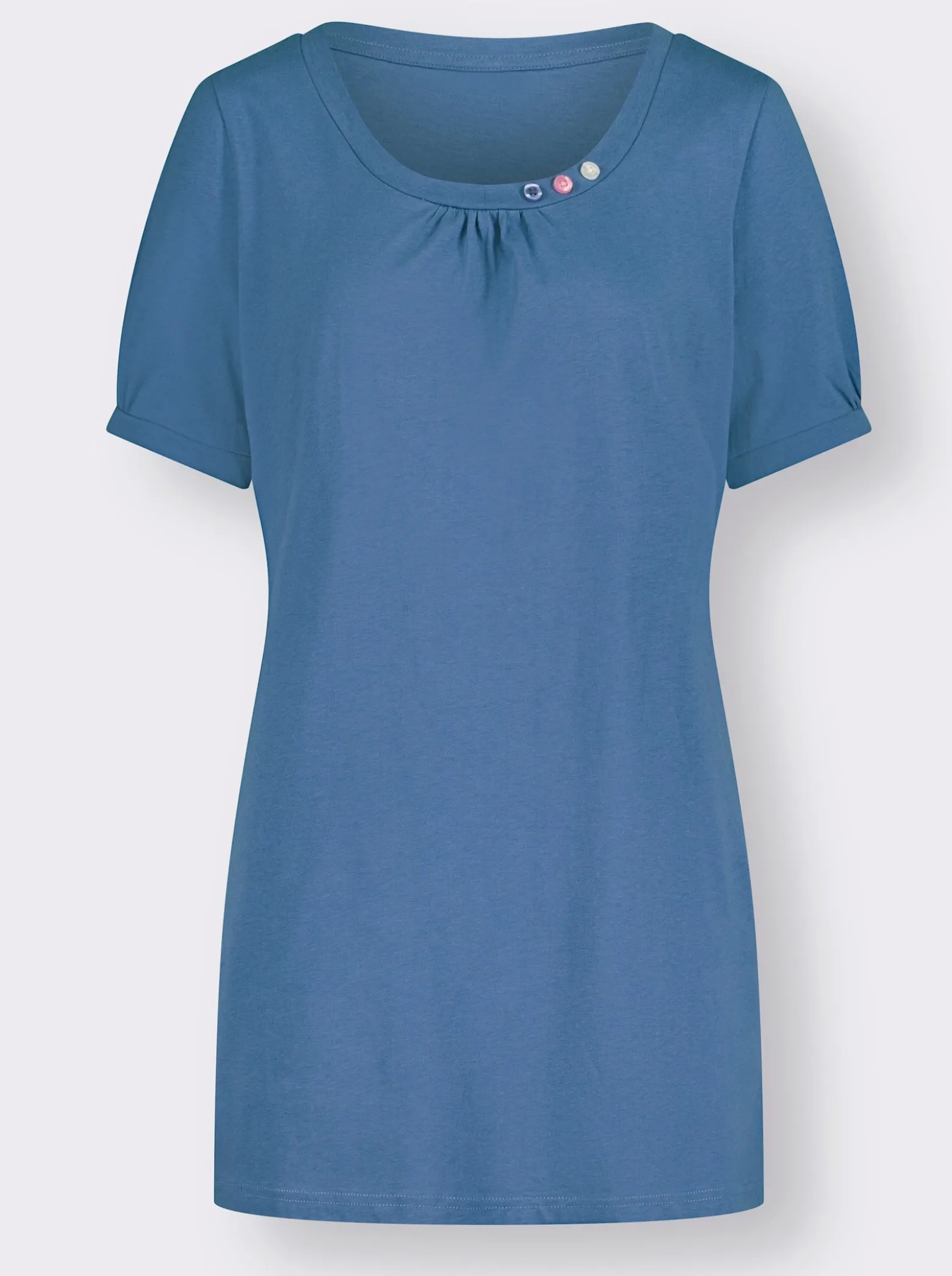 Longshirt mit gerafftem Ausschnitt