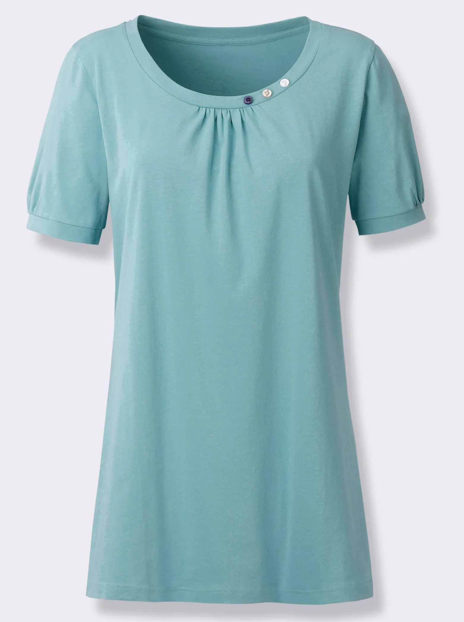 Longshirt mit gerafftem Ausschnitt