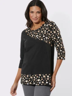 Longshirt mit Herzchen-Einsätzen