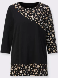 Longshirt mit Herzchen-Einsätzen