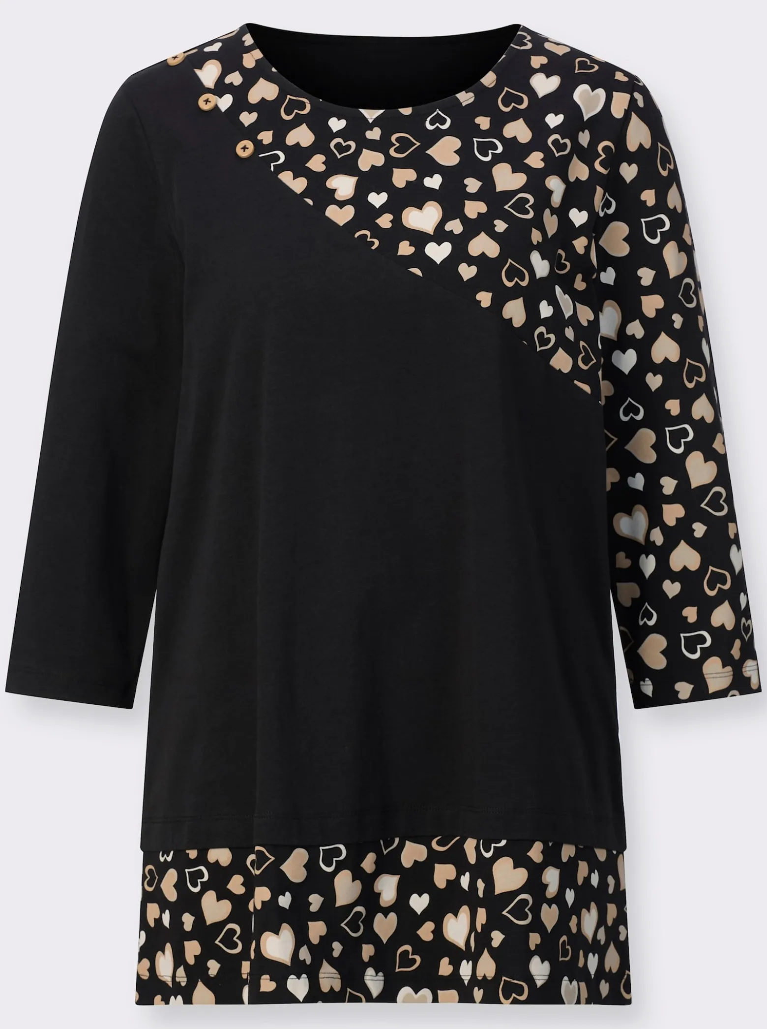 Longshirt mit Herzchen-Einsätzen