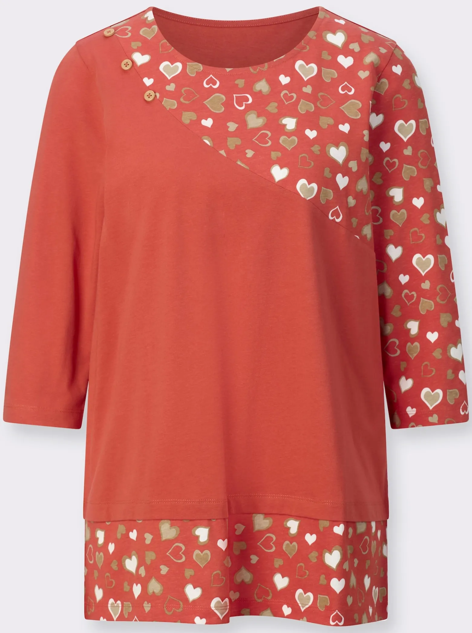 Longshirt mit Herzchen-Einsätzen