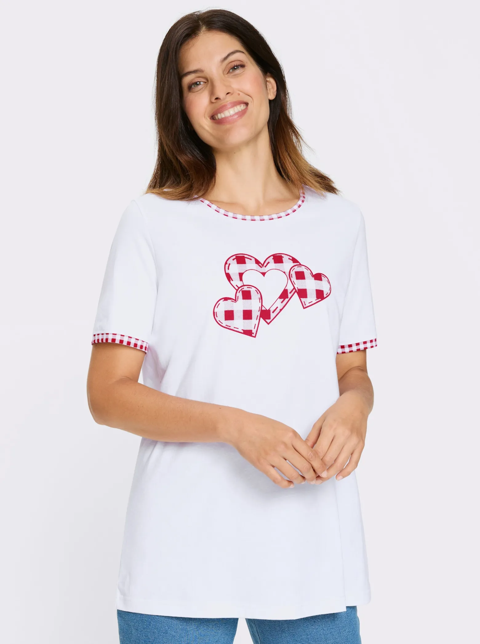 Longshirt mit Herzchen-Motiv