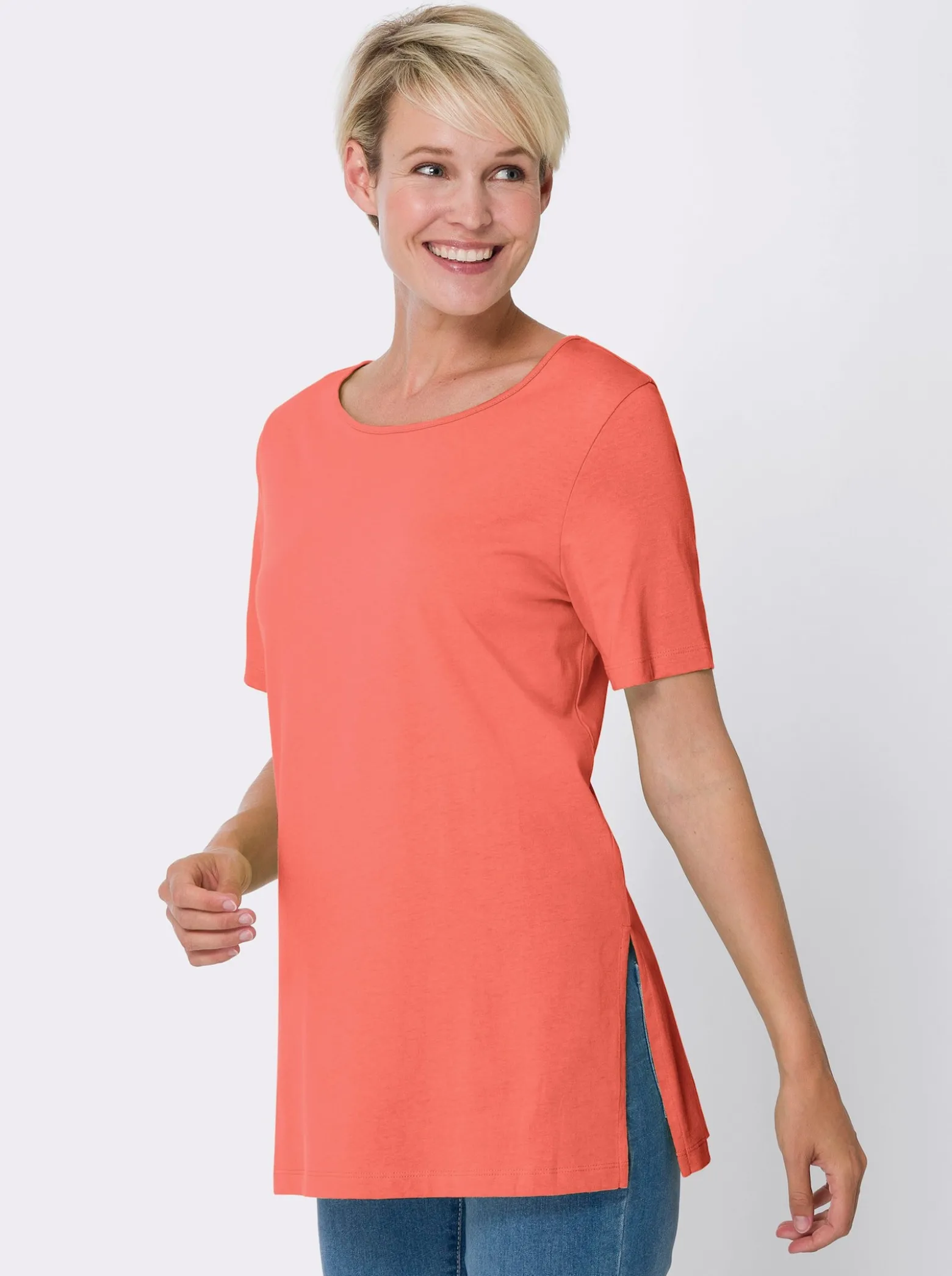 Longshirt mit hohen Seitenschlitzen