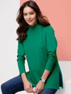 Longshirt mit hohen Seitenschlitzen