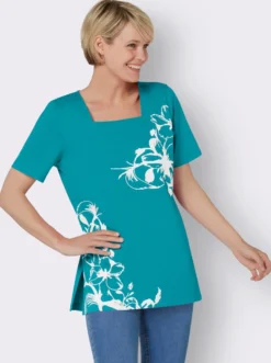 Longshirt mit Karree-Ausschnitt, floral