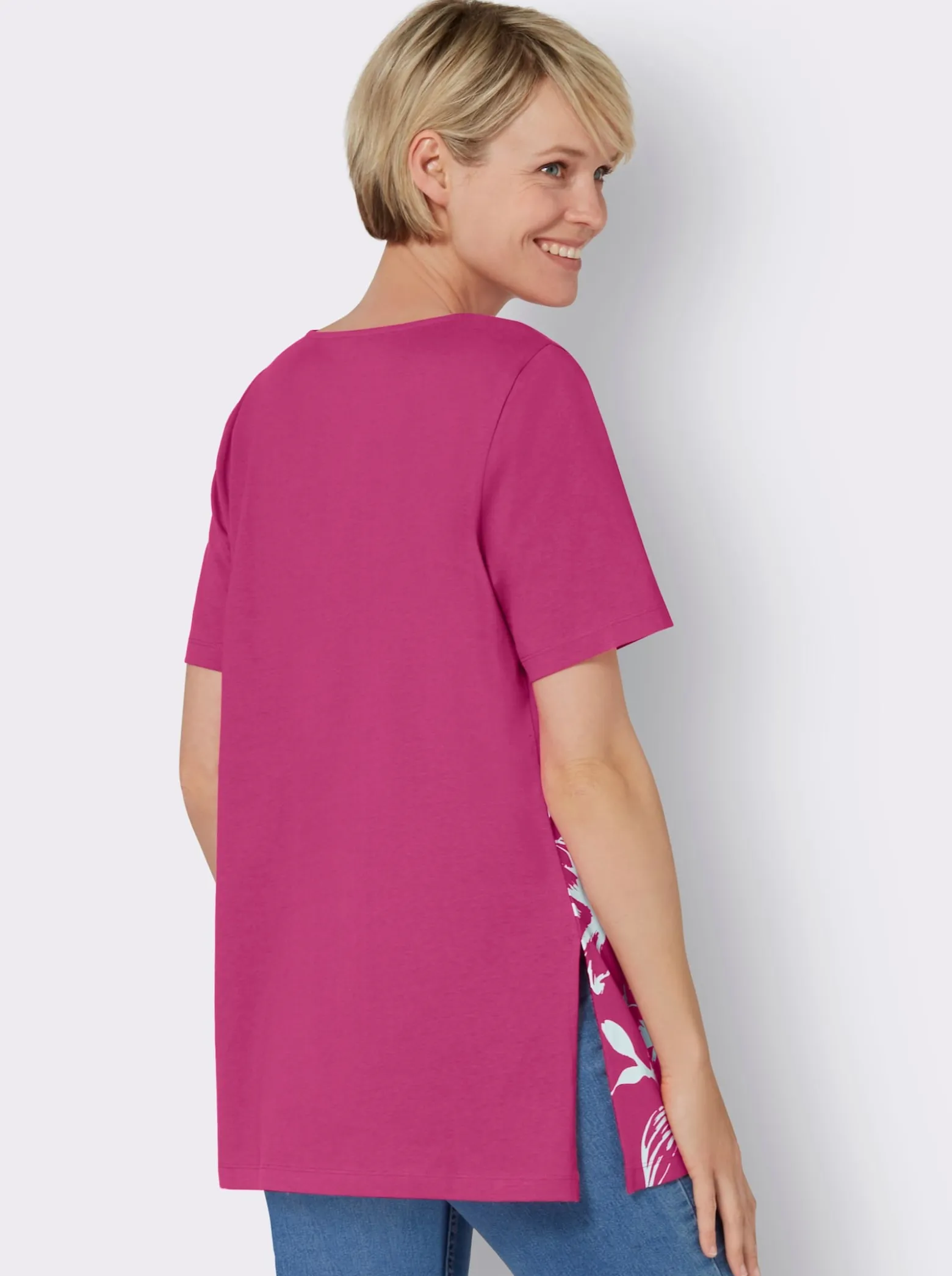 Longshirt mit Karree-Ausschnitt, floral