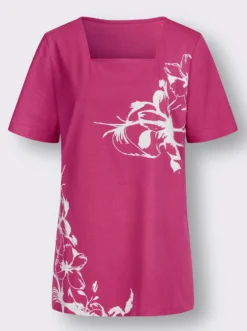 Longshirt mit Karree-Ausschnitt, floral