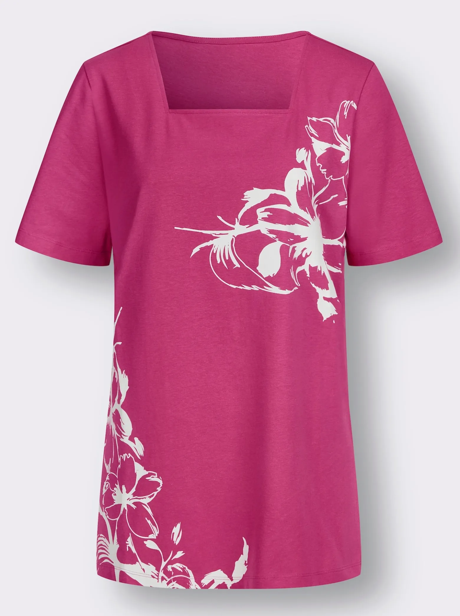 Longshirt mit Karree-Ausschnitt, floral