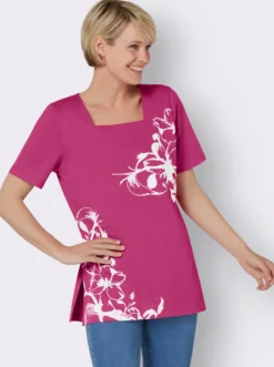 Longshirt mit Karree-Ausschnitt, floral