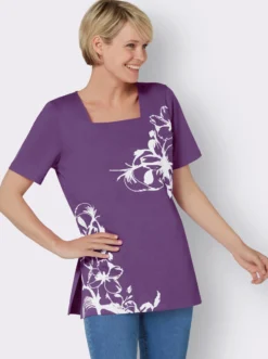 Longshirt mit Karree-Ausschnitt, floral