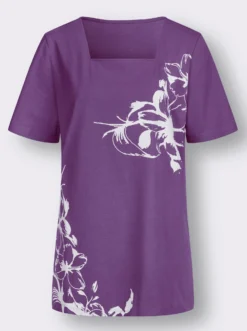 Longshirt mit Karree-Ausschnitt, floral