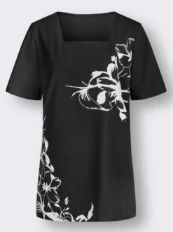 Longshirt mit Karree-Ausschnitt, floral