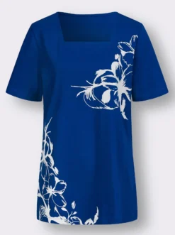 Longshirt mit Karree-Ausschnitt, floral