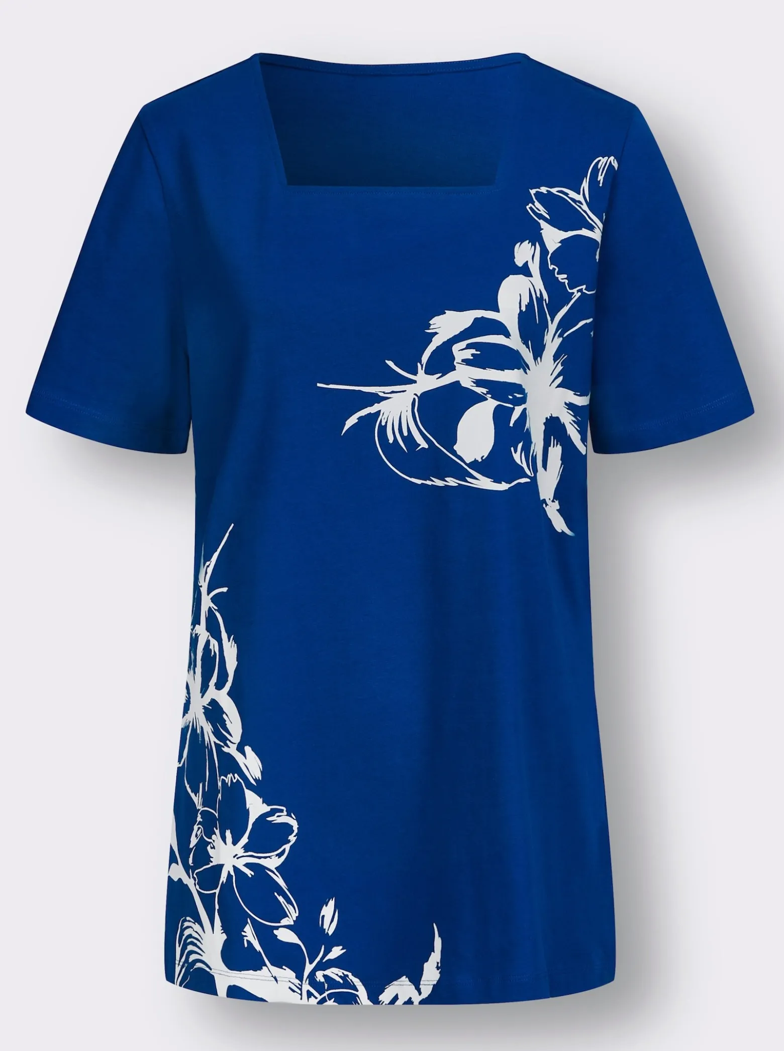 Longshirt mit Karree-Ausschnitt, floral