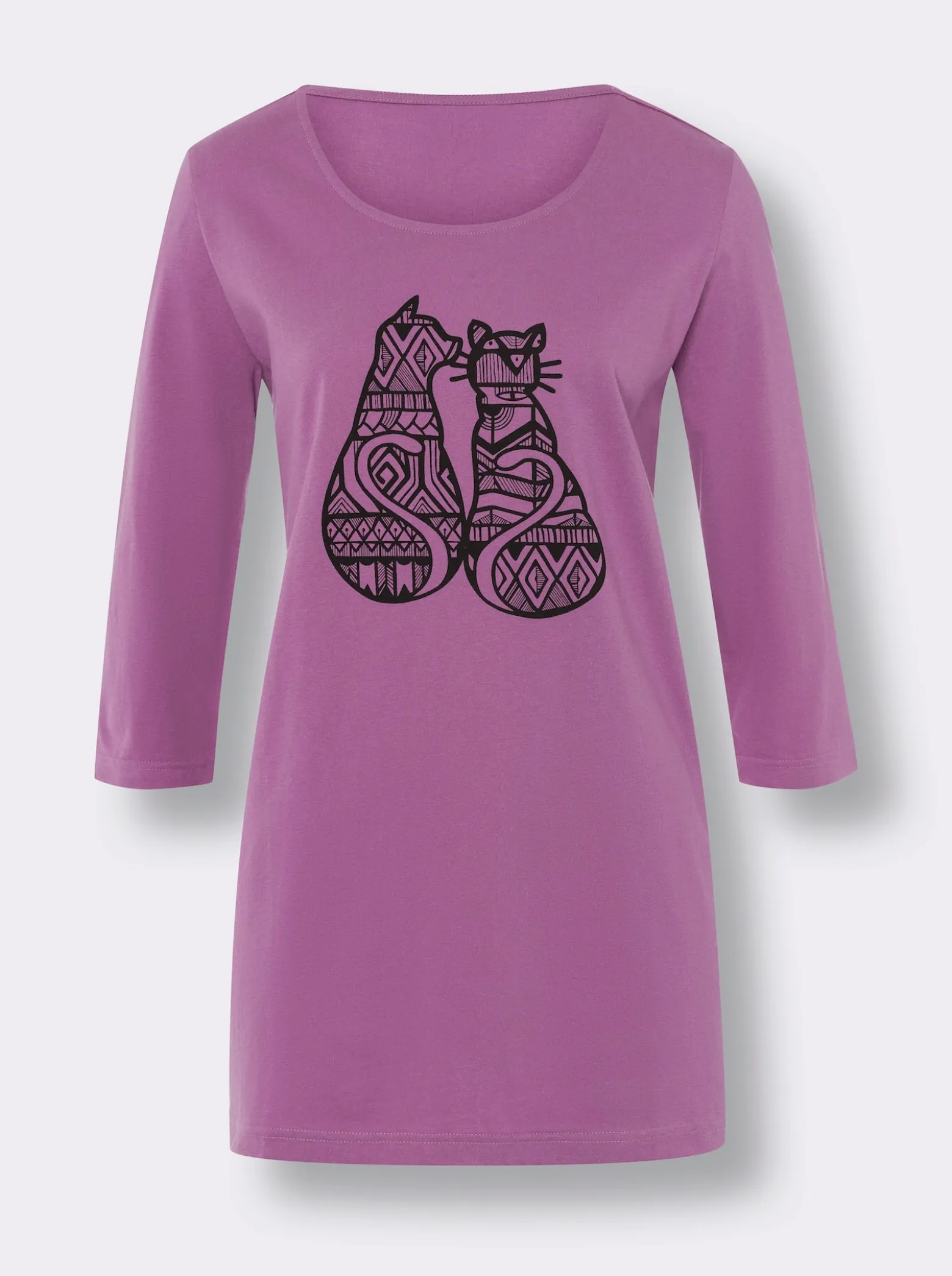 Longshirt mit Katzen-Print