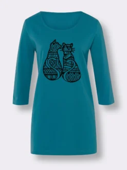 Longshirt mit Katzen-Print
