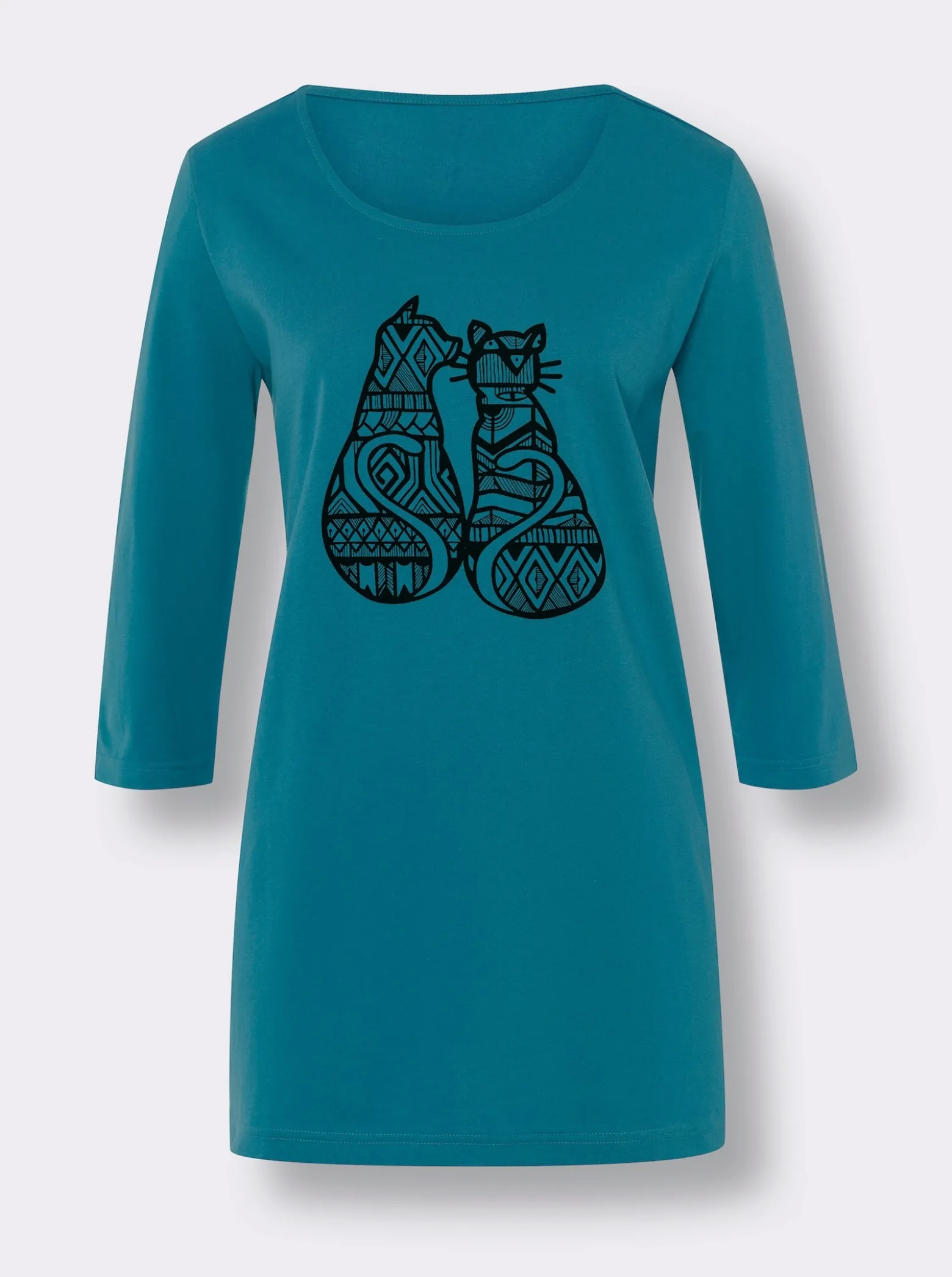 Longshirt mit Katzen-Print