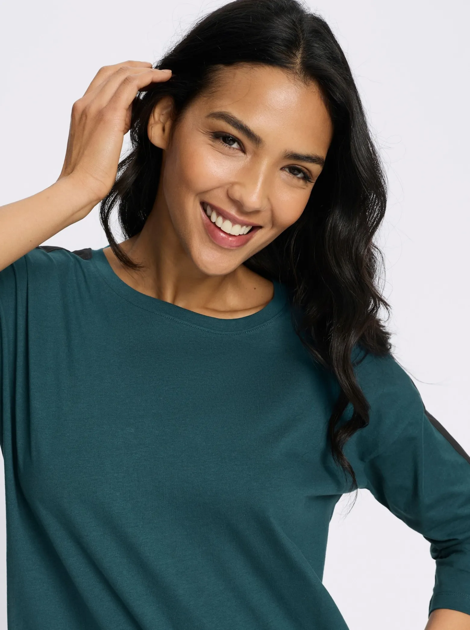 Longshirt mit Kontrast-Akzenten