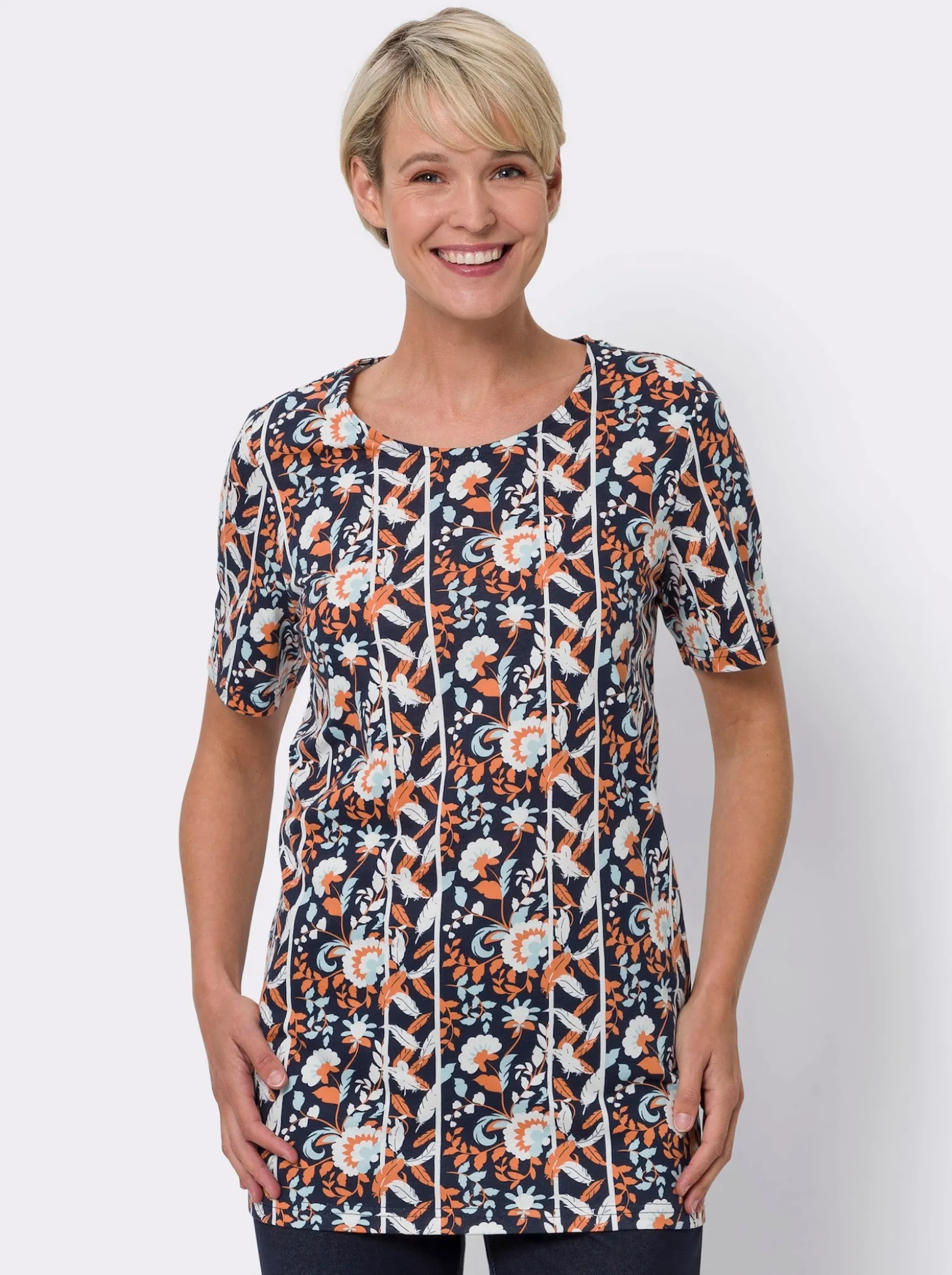 Longshirt mit kurzen Ärmeln