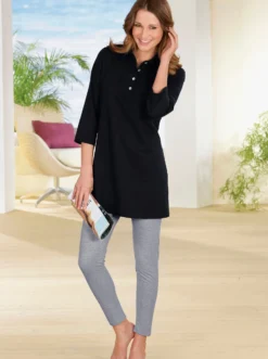 Longshirt mit kurzer Knopfleiste