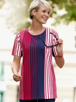 Longshirt mit Längsstreifen-Muster
