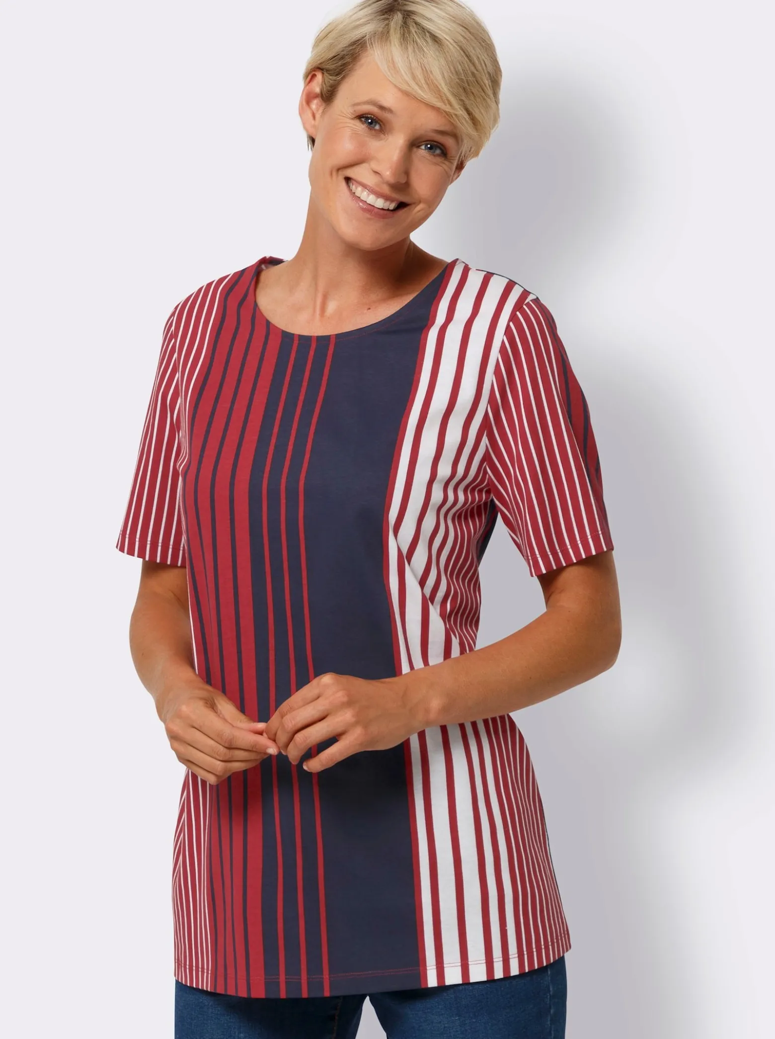 Longshirt mit Längsstreifen-Muster