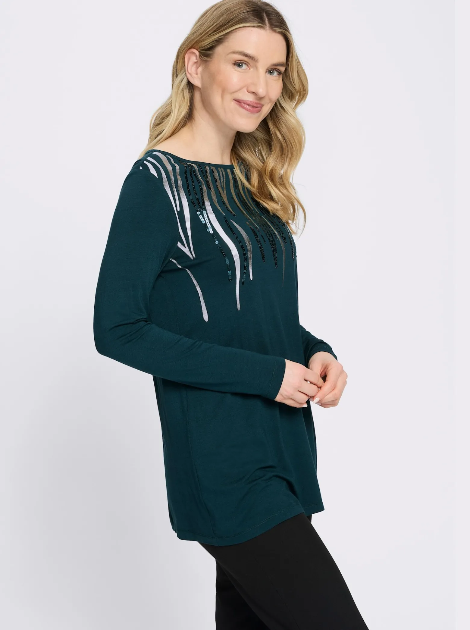 Longshirt mit Pailletten