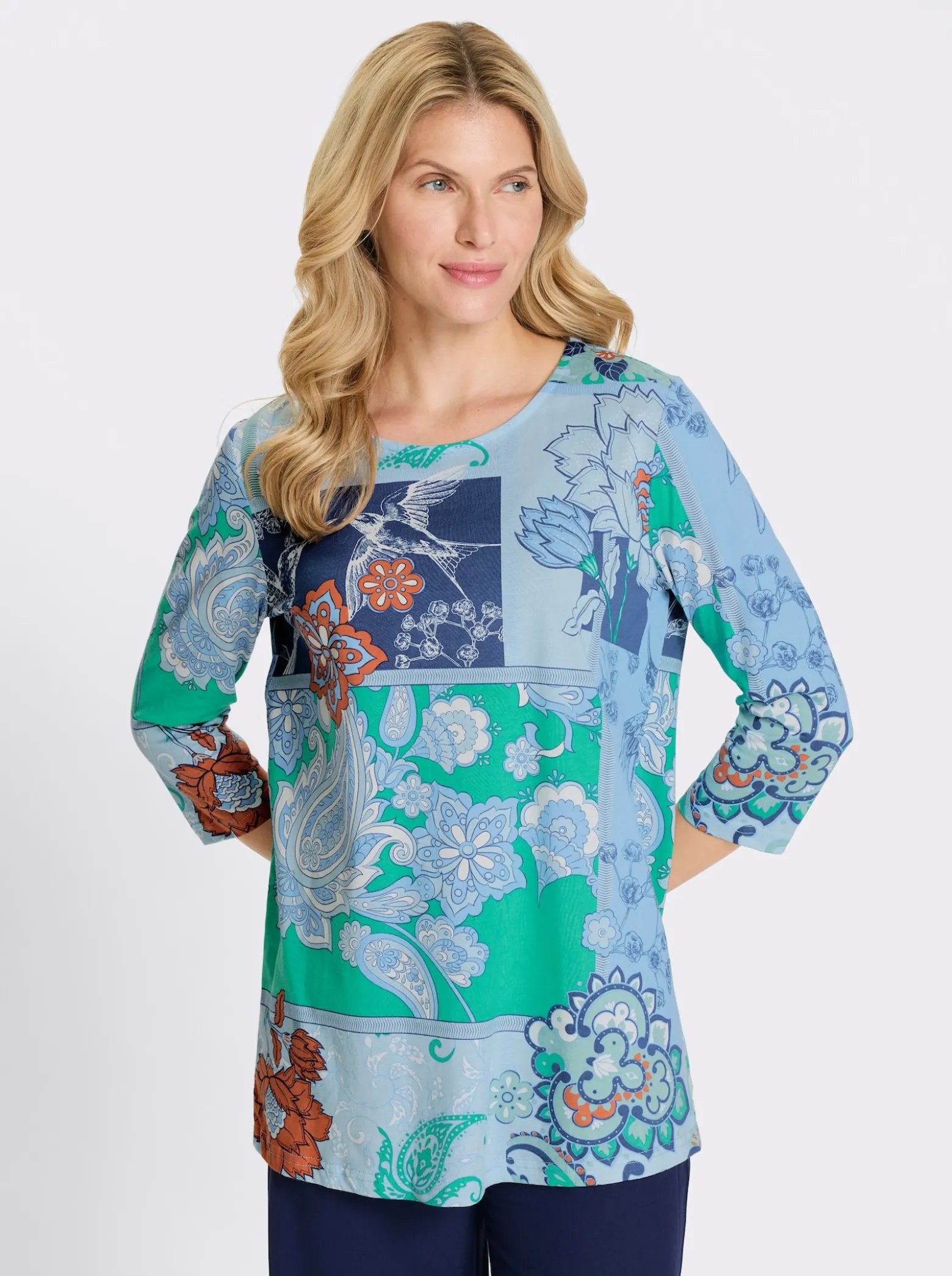 Longshirt mit Patchdruck