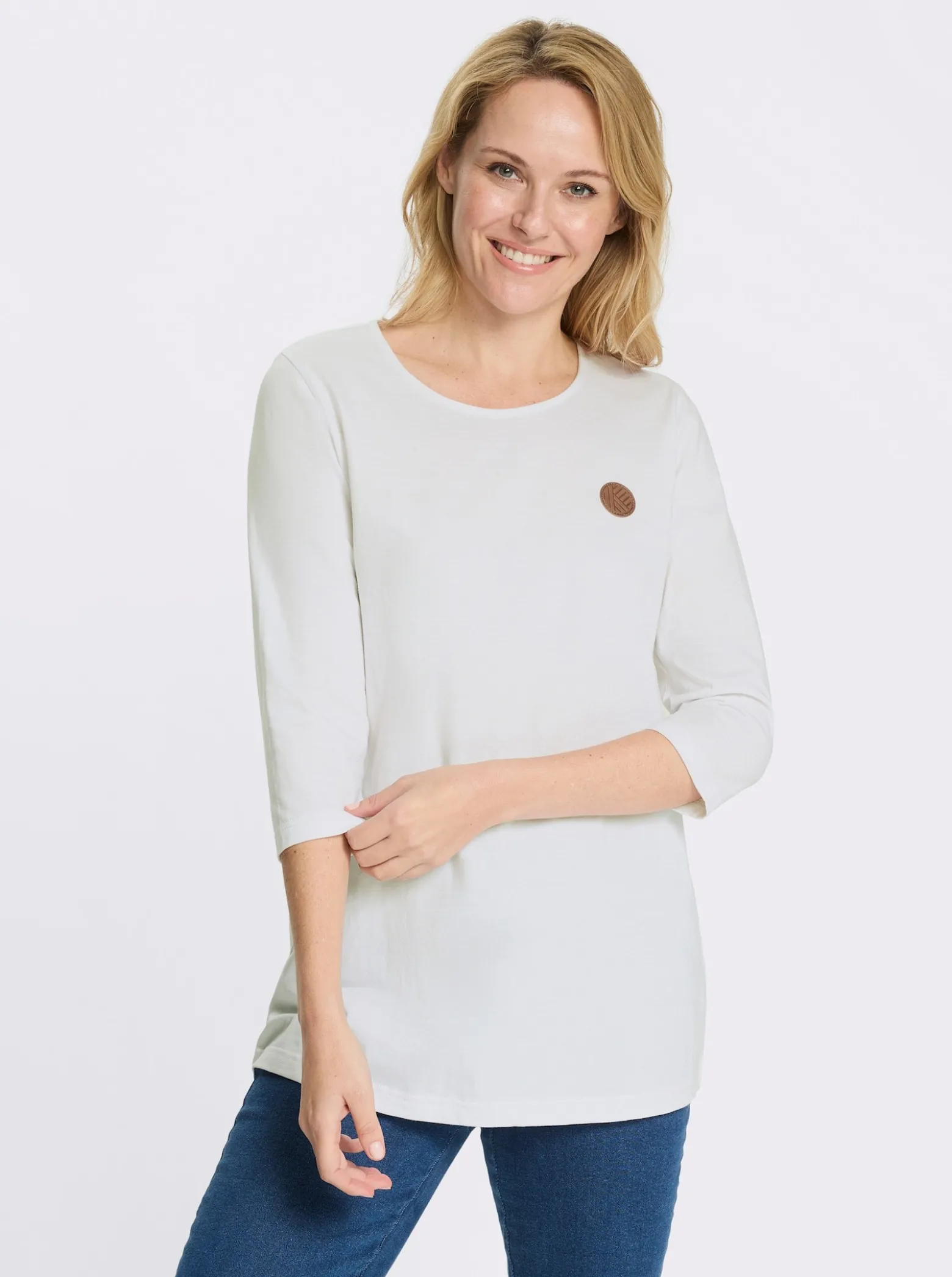 Longshirt mit Patch in Leder-Optik