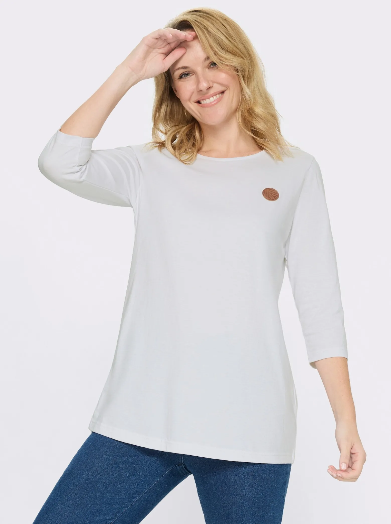 Longshirt mit Patch in Leder-Optik